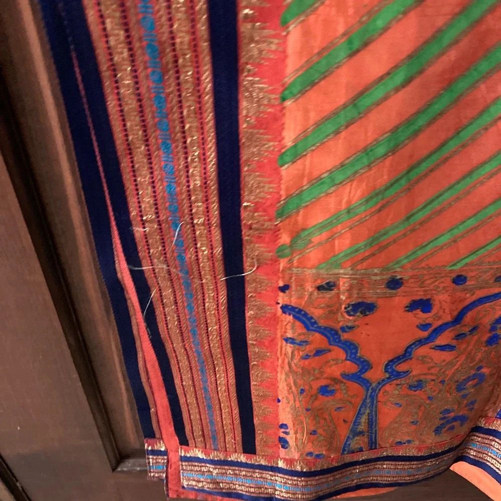 Multicolored Block printed silk stole/dupatta - Picture 4 of 16